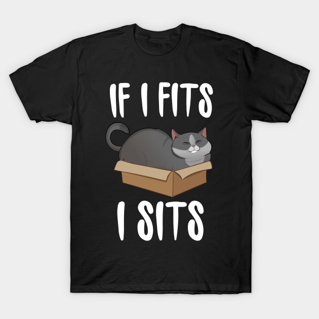 If I Fits I Sits (cat in a box) T-Shirt by Eugenex